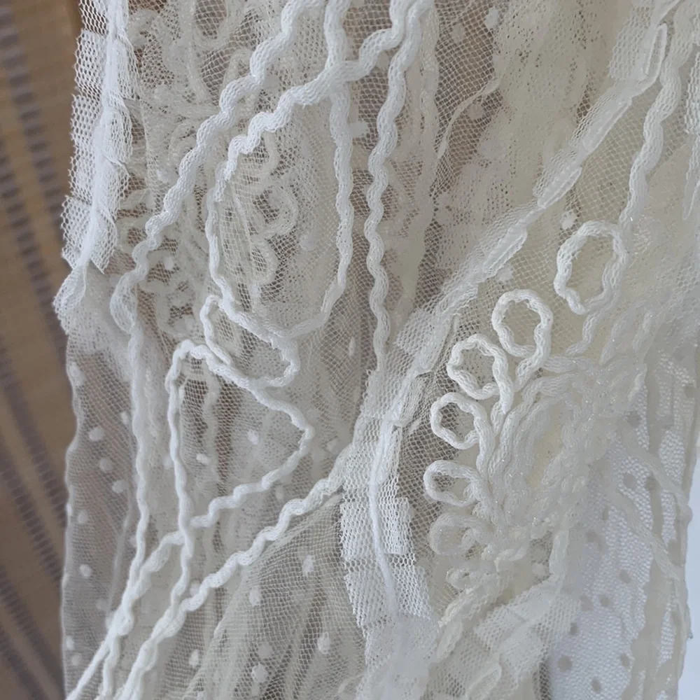 Zara white sheer lace boho long sleeve top, size Small
